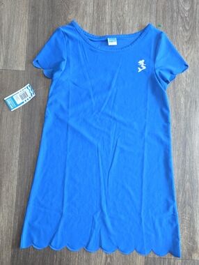 Fin Fun Girls' Royal Blue Scalloped Hem Dress - Little Me